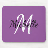 Modernes Niedliches Monogramm Initial + Name Lila Mousepad (Vorne)