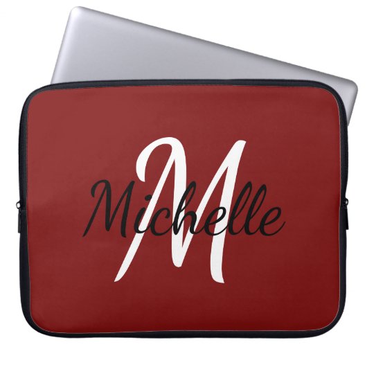 Modernes Niedliches Monogramm Initial + Name Stilv Laptopschutzhülle (Vorderseite)