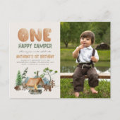 Modernes Niedliches One Happy Camper Foto 1. Gebur Postkarte (Vorderseite)