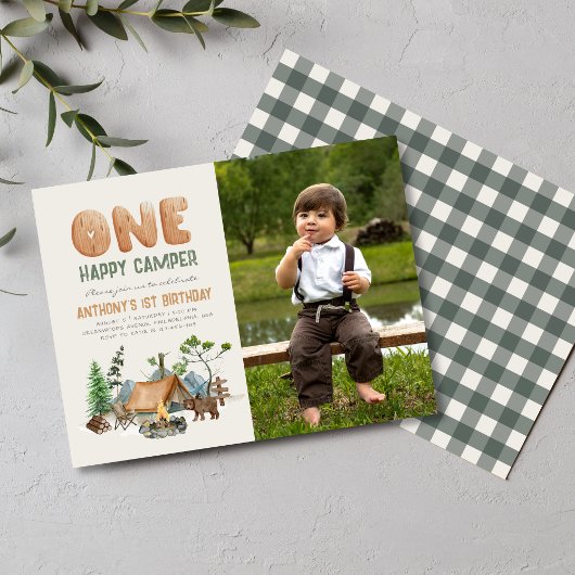 Modernes Niedliches One Happy Camper Foto 1. Gebur Postkarte