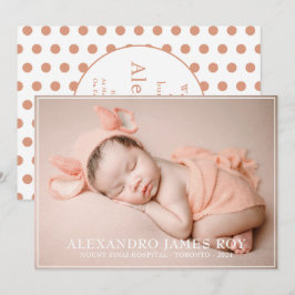 Modernes Niedliches Peach Welcome Hello Baby Foto Ankündigung