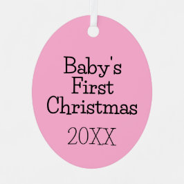 Modernes Niedliches Pink Baby's erstes Weihnachtsj Ornament Aus Metall