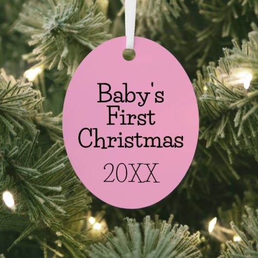 Modernes Niedliches Pink Baby's erstes Weihnachtsj Ornament Aus Metall (InSitu)