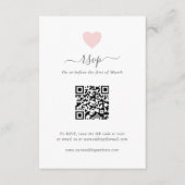 Modernes Niedliches Pink Herz QR Code Hochzeit RSVP Karte (Vorderseite)