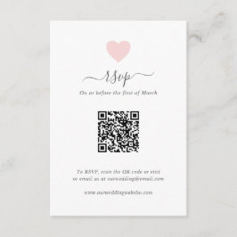 Modernes Niedliches Pink Herz QR Code Hochzeit RSVP Karte