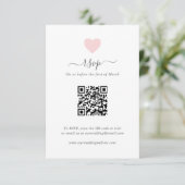 Modernes Niedliches Pink Herz QR Code Hochzeit RSVP Karte (Stehend Vorderseite)