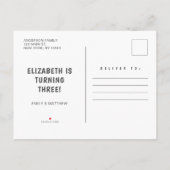 Modernes Niedliches Rainbow Unicoron Foto Geburtst Einladungspostkarte (Rückseite)