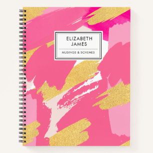 Modernes Niedliches rosa und goldenes Glitzer Abst Notizblock
