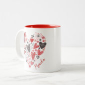 Modernes Niedliches Rotes Herz - Liebe Monogramm Zweifarbige Tasse (Vorderseite Links)