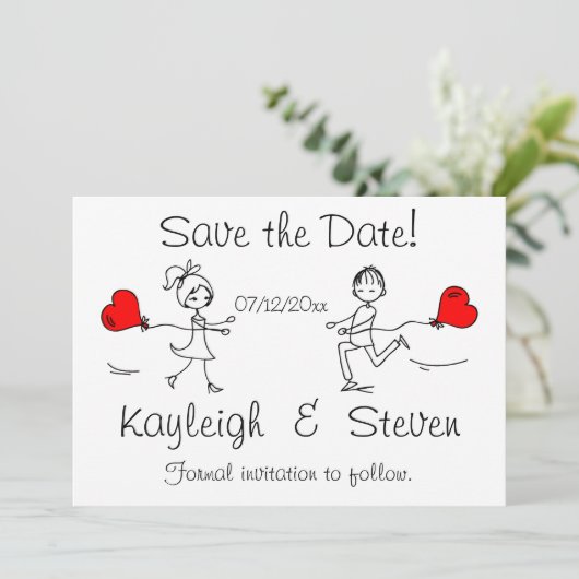 Modernes Niedliches Save the Date (Stehend Vorderseite)