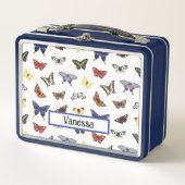 Modernes Niedliches Schmetterlingsmuster Personali Metall Brotdose (Vorderseite)