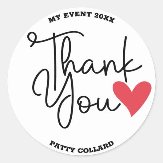 Modernes niedliches Schwarzweiß-Rotes Herz Vielen Runder Aufkleber (Vorderseite)