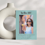 Modernes Niedliches Simple Aqua 40. Geburtstag Par Einladung<br><div class="desc">Modernes Niedliches Simple Aqua Blue 40. Geburtstag Party Foto Einladung</div>