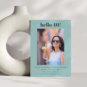 Modernes Niedliches Simple Aqua 40. Geburtstag Par Einladung