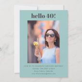 Modernes Niedliches Simple Aqua 40. Geburtstag Par Einladung (Vorderseite)