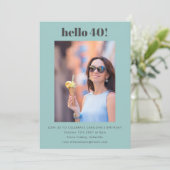 Modernes Niedliches Simple Aqua 40. Geburtstag Par Einladung (Stehend Vorderseite)