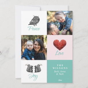 Modernes Niedliches skandinavisches Foto Weihnacht Feiertagskarte