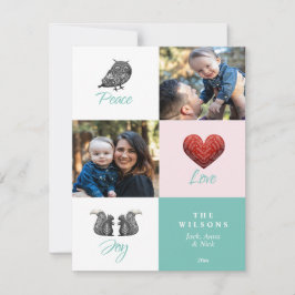 Modernes Niedliches skandinavisches Foto Weihnacht Feiertagskarte