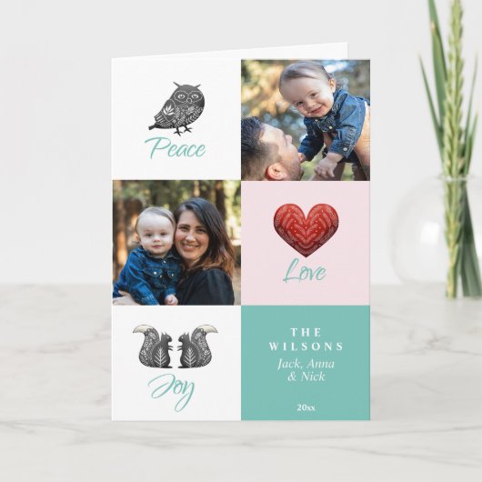 Modernes Niedliches skandinavisches Foto Weihnacht Feiertagskarte (Vorderseite)