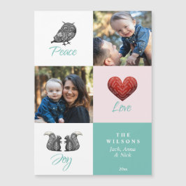 Modernes Niedliches skandinavisches Foto Weihnacht Magnetkarte