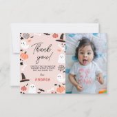 Modernes Niedliches Spooky Ein Halloween 1. Bootst Dankeskarte (Vorderseite)