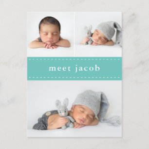 Modernes, Niedliches Stitch Foto Baby Birth Ankündigungspostkarte