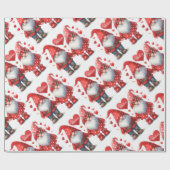 Modernes niedliches Valentiner Gnome-Paar mit Aqua Geschenkpapier (Flach)