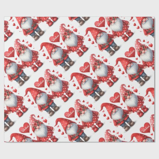 Modernes niedliches Valentiner Gnome-Paar mit Aqua Geschenkpapier (Flach)