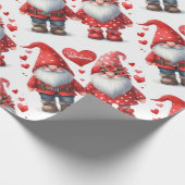 Modernes niedliches Valentiner Gnome-Paar mit Aqua Geschenkpapier (Ecke)