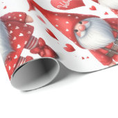 Modernes niedliches Valentiner Gnome-Paar mit Aqua Geschenkpapier (Rolleneckpunkt)