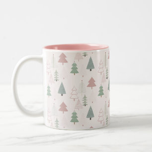 Modernes Niedliches Weihnachtswaldmuster Zweifarbige Tasse