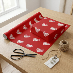 Modernes Niedliches Weißes Rotes Herz Elegante Rom Geschenkpapier