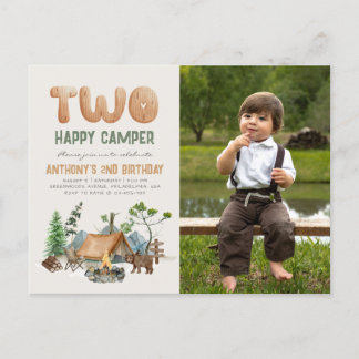 Modernes Niedliches Zwei-Happy Camper Foto 2. Gebu Postkarte