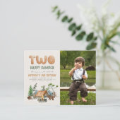 Modernes Niedliches Zwei-Happy Camper Foto 2. Gebu Postkarte (Stehend Vorderseite)