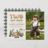 Modernes Niedliches Zwei-Happy Camper Foto 2. Gebu Postkarte (Vorne/Hinten)