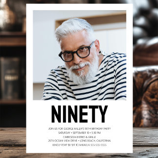 Modernes NINETY Foto 90. Geburtstagsparty Einladun Einladung