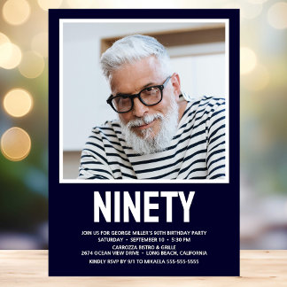 Modernes NINETY Foto 90. Geburtstagsparty Einladun Einladung