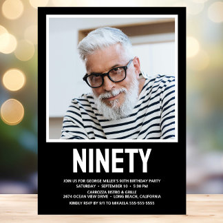 Modernes NINETY Foto 90. Geburtstagsparty Einladun Einladung