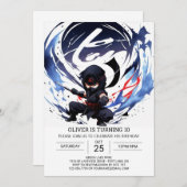 Modernes Ninja Training Geburtstag Einladung (Vorne/Hinten)