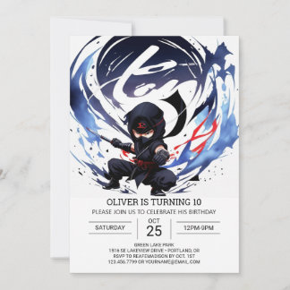 Modernes Ninja Training Geburtstag Einladung