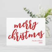 Modernes Non-Foto Rote Schrift Frohe Weihnachten (Stehend Vorderseite)