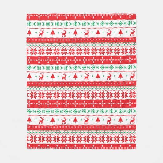 Modernes Nordic Winter Weihnachtsfest Muster Fleecedecke (Vorderseite)