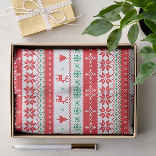 Modernes Nordic Winter Weihnachtsfest Muster Seidenpapier (Geschenk)