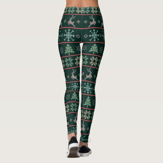 Modernes nordisches Strick-Muster Fun Ugly Sweater Leggings (Rückseite)