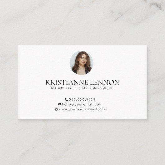Modernes Notar/Agent Signing Foto Visitenkarte (Vorderseite)