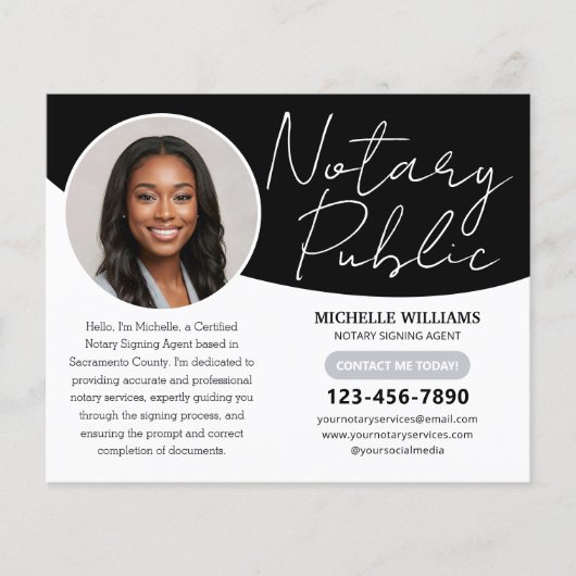 Modernes Notar Public Profile Foto QR Code Black Flyer (Vorne)