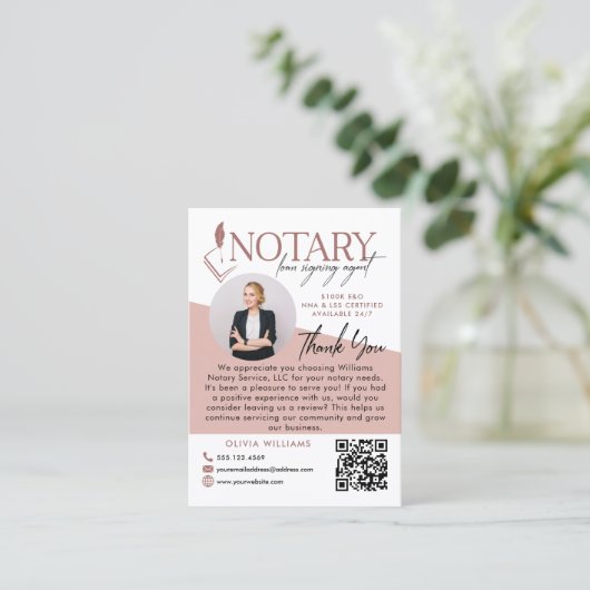 Modernes notary Foto Review & Danke Foto Visitenkarte (Stehend Vorderseite)