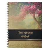 Modernes Notebook Gold Nebel Blütenkirsche Blossom Notizblock (Vorderseite)