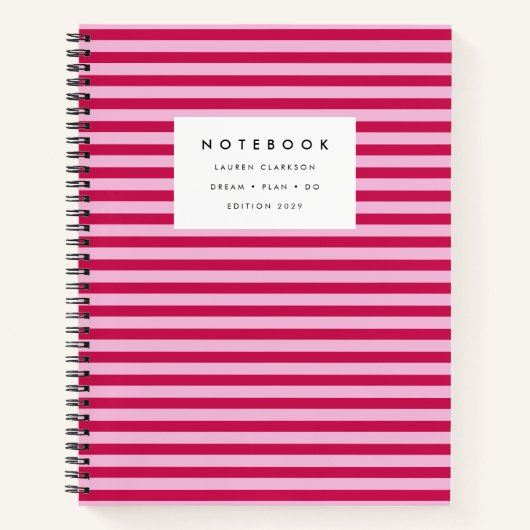 Modernes Notebook mit Hot-Pink-Strip Notizblock (Vorderseite)