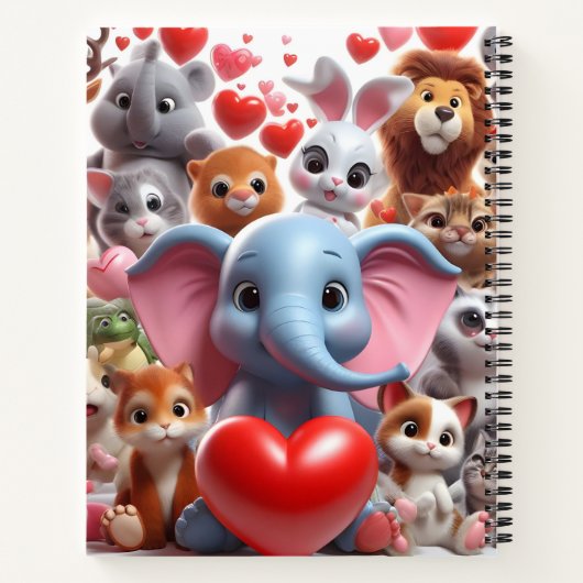 Modernes Notebook mit Tieren Notizblock (Rückseite)